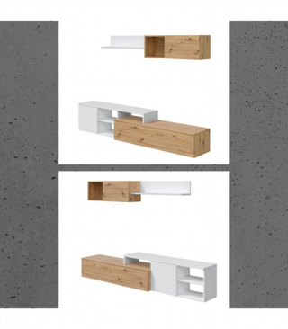 Mueble De Salón 221 Cm. Roble Nodic Y Blanco Arti