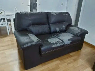 Pack 2 sofás de piel sintética marrón chocolate