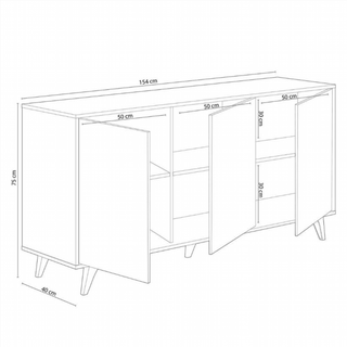 Aparador 3 Puertas. Roble Canadian/Blanco Artik