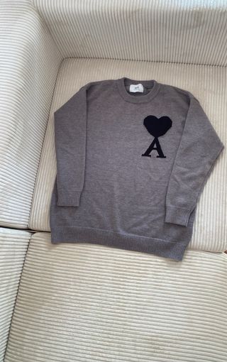 Sudadera Ami Paris Gris Corazón A