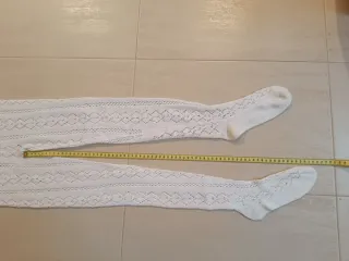 Leotardos Fallera Blancos Calados Perlé