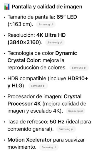 Tv samsung 65 pulgadas con mando original