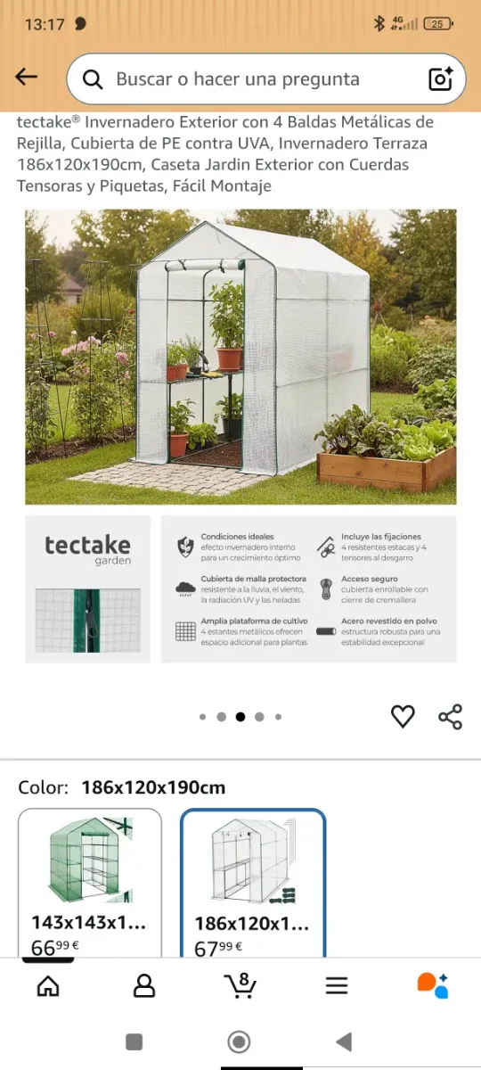 Serra da esterno Tectake 186x120x190cm