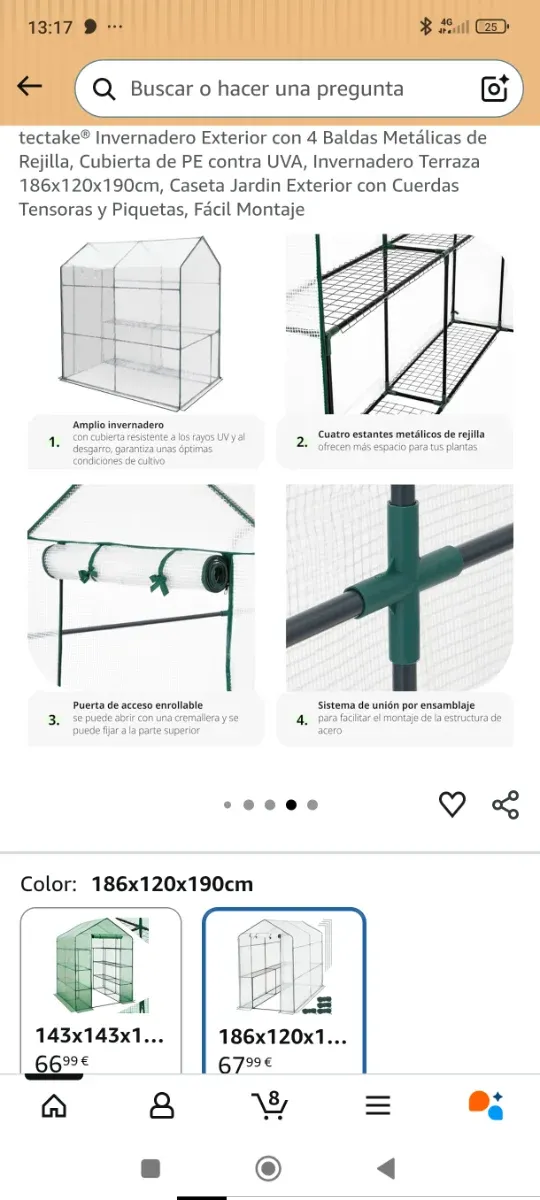 Serra da esterno Tectake 186x120x190cm