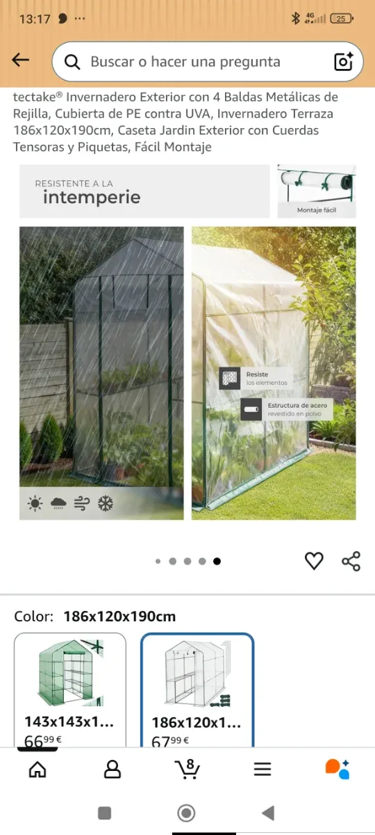 Serra da esterno Tectake 186x120x190cm