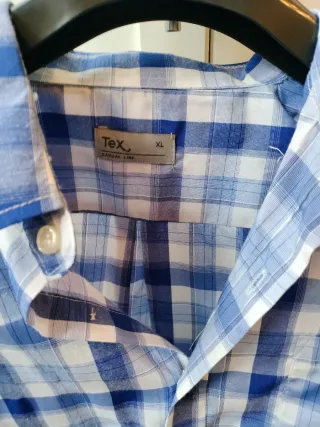 Camisa Tex XL cuadros azul y blanco