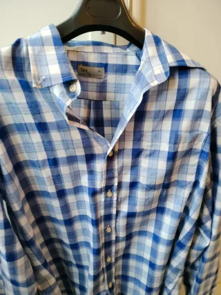 Camisa Tex XL cuadros azul y blanco
