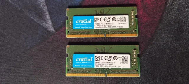 2x Crucial 16GB DDR4 3200MHz SODIMM RAM
