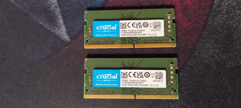 2x Crucial 16GB DDR4 3200MHz SODIMM RAM