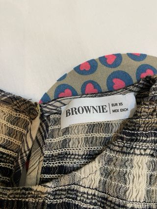 Vestido de cuadros beige y marrón