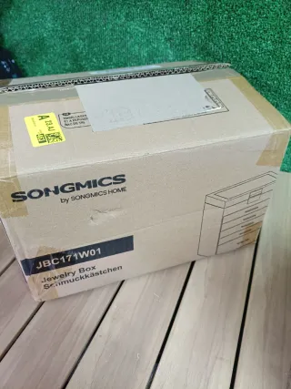 SONGMICS Joyero 6 Niveles Blanco y Dorado