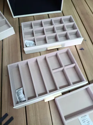 SONGMICS Joyero 6 Niveles Blanco y Dorado