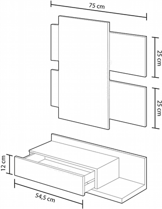 Recibidor Consola con Espejo Blanco y Roble