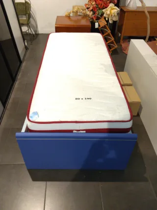 Cama individual azul 80x190