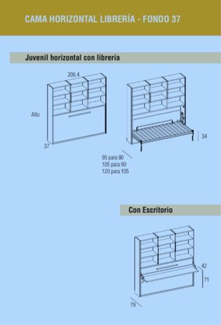Cama abatible con estanterías