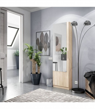 Zapatero 1 Puerta Espejo. Roble Canadian