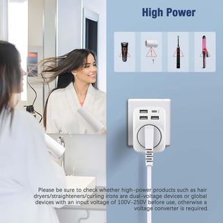 Adaptador Enchufe UK a Español 3USB A y 1USB C