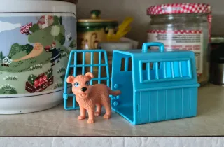 Cagnolino Cucciolo Vintage con Trasportino