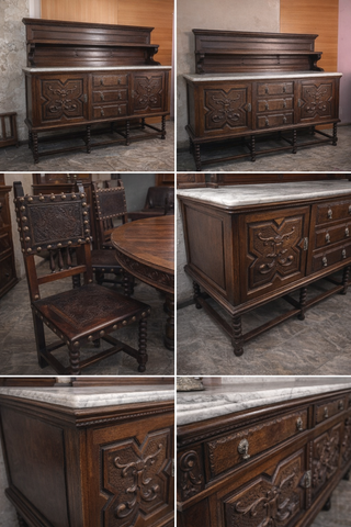 Comedor antiguo madera maciza tallada