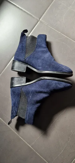 Botines piel mujer azul