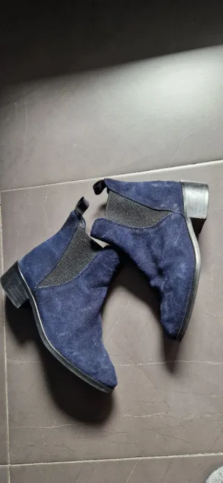Botines piel mujer azul