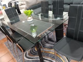 Mesa Comedor alta calidad con 6 sillas polipiel