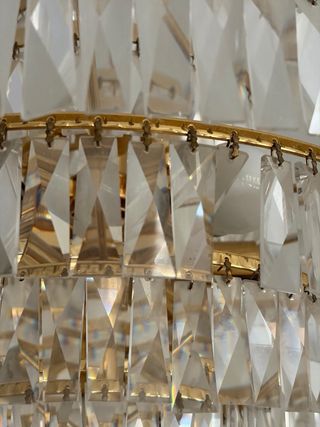 Lámpara de bronce y cristal tallado