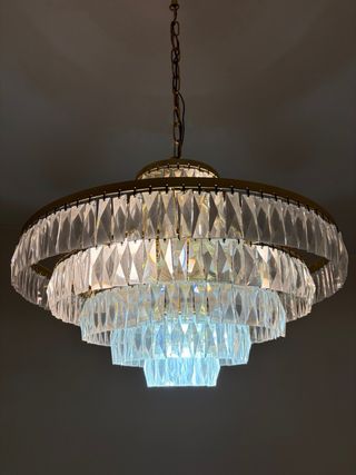 Lámpara de bronce y cristal tallado