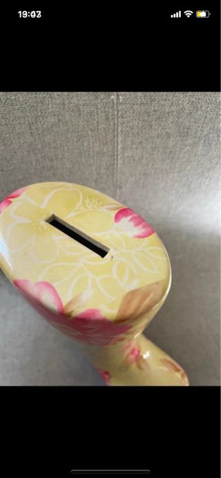 Salvadanaio ceramica stivale fiori