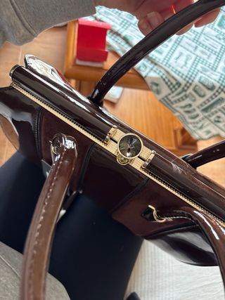 Bolso Paula Rossi Marrón Charol y Ante