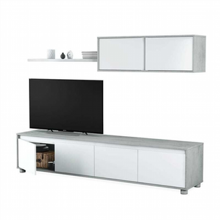 Mueble de salón 200 cm. Cemento y Blanco Artik