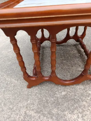 Mesa baja vintage mármol y madera