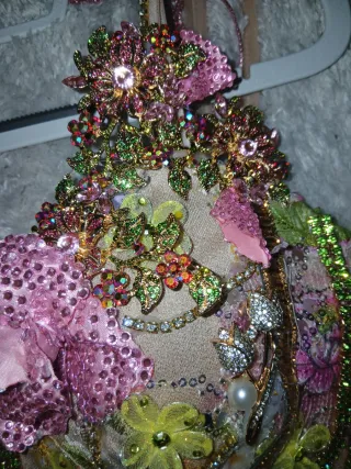 Vestido fiesta gitana beige y rosa