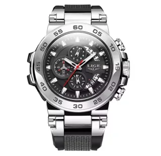 Reloj LIGE Hombre Cronógrafo Plata Negro