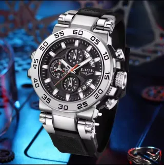 Reloj LIGE Hombre Cronógrafo Plata Negro
