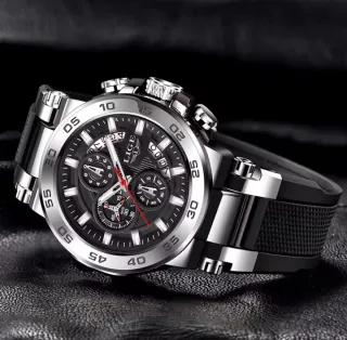 Reloj LIGE Hombre Cronógrafo Plata Negro