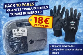 Pack 10 Pares Guantes Trabajo Tomás Bodero T9