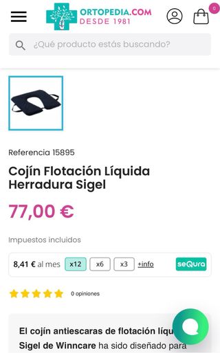 Cojín Flotación Líquida Herradura Sigel Winncare