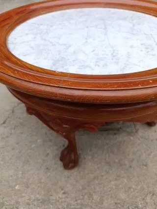 Mesa vintage madera y mármol