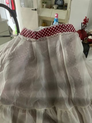 Traje Flamenco Talla 32 Burdeos Lunares Blancos