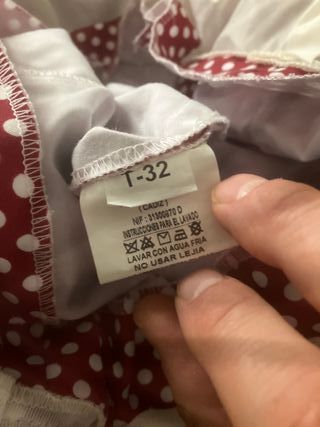 Traje Flamenco Talla 32 Burdeos Lunares Blancos