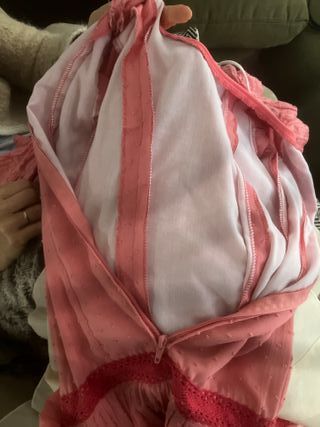 Traje Flamenco Talla 32 Burdeos Lunares Blancos