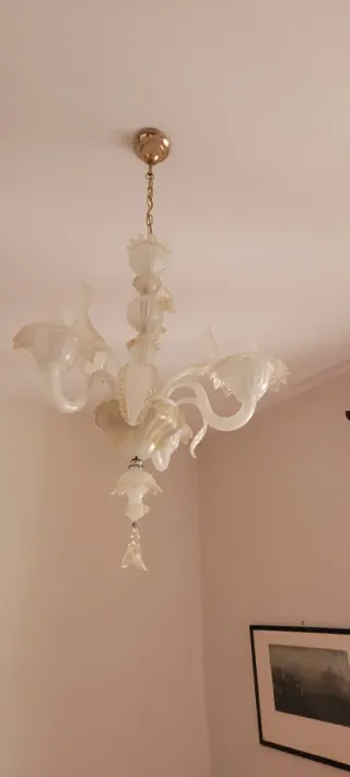 Lampadario Veneziano Vetro Oro Trasparente