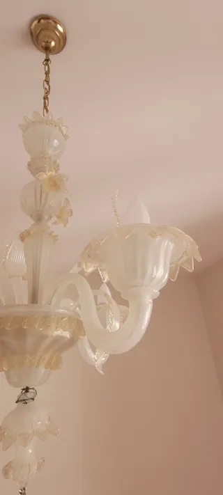 Lampadario Veneziano Vetro Oro Trasparente