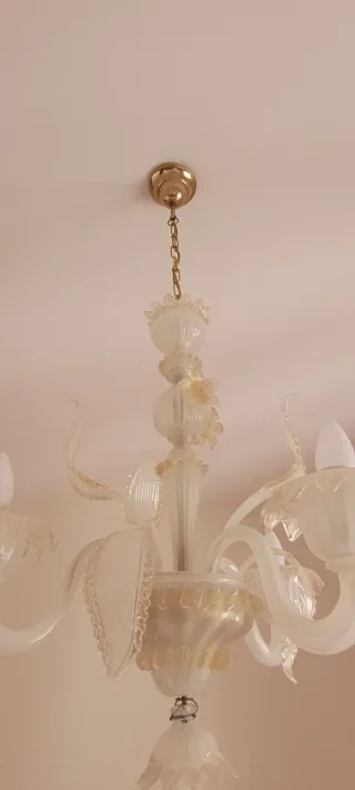 Lampadario Veneziano Vetro Oro Trasparente