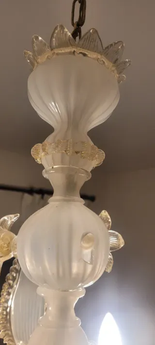 Lampadario Veneziano Vetro Oro Trasparente