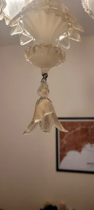 Lampadario Veneziano Vetro Oro Trasparente