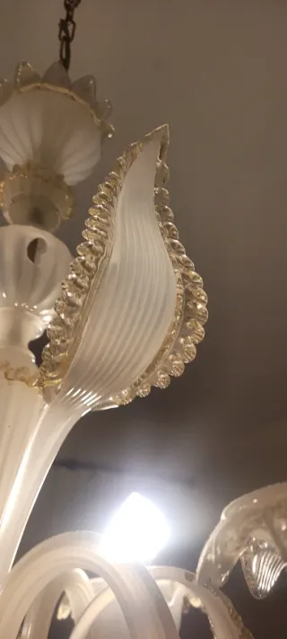 Lampadario Veneziano Vetro Oro Trasparente