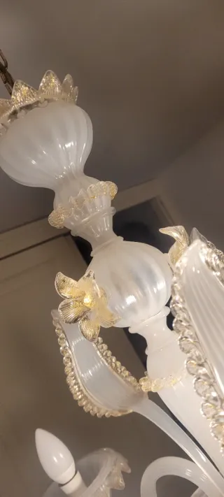 Lampadario Veneziano Vetro Oro Trasparente