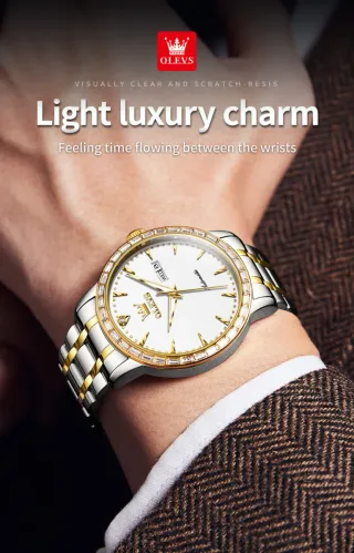 Reloj Olevs Automático Oro y Plata